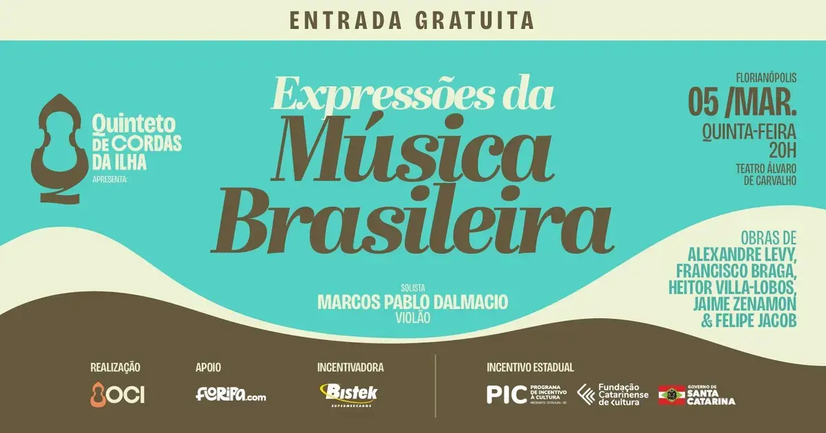 Entrada gratuita para o evento "Expressões da Música Brasileira" com solista Marcos Pablo Dalmacio, no Teatro Álvaro de Carvalho.